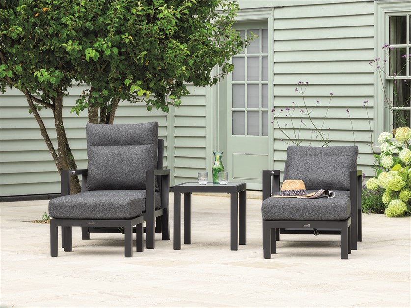 La Rochelle Recliner Set with 2 Footstools & Side Table (Cushions in Slate Grey)