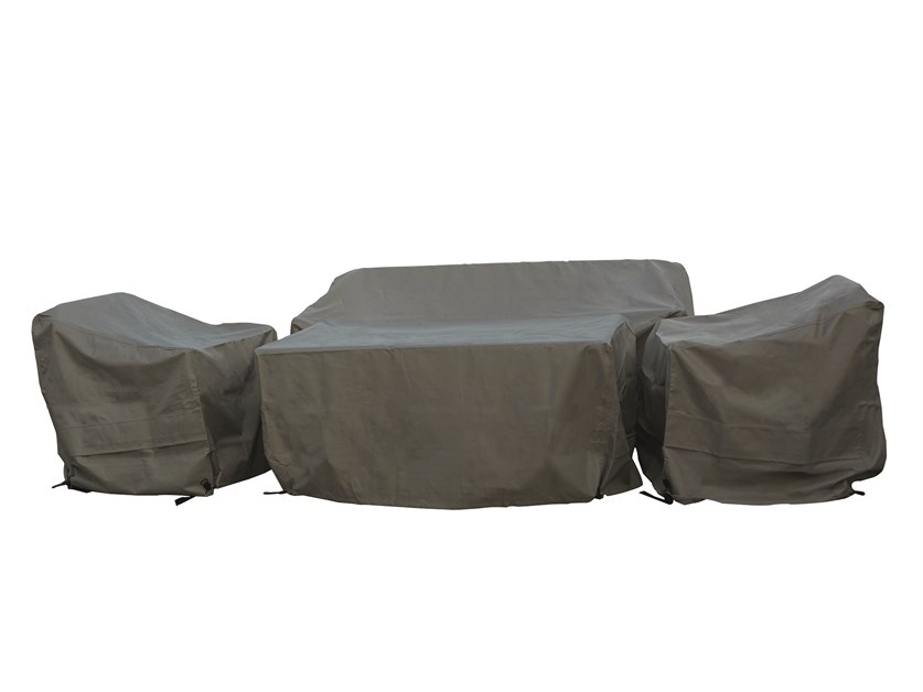 Aluminium 3 Seater Sofa, 2 Sofa Chairs & Rectangle Dual Height Table Set Cover