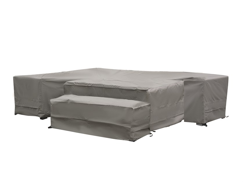 Aluminium L-Shape Sofa with Dual Height Table & 1 Bench Set Covers - San Marino / Tuscan