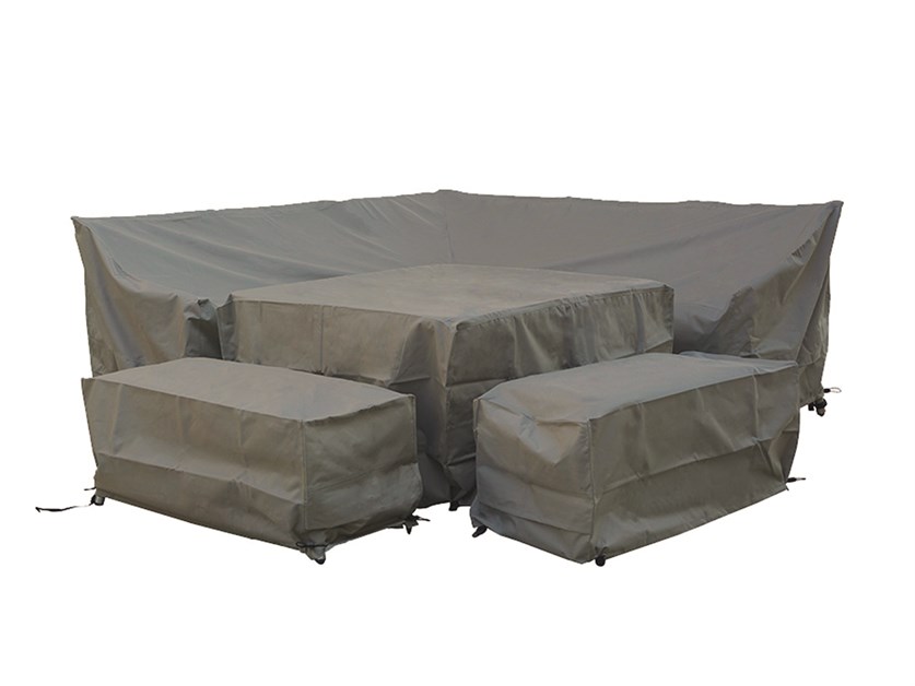 Aluminium Square Corner Sofa with Dual Height Table & 2 Benches Set Covers - Portofino / La Rochelle