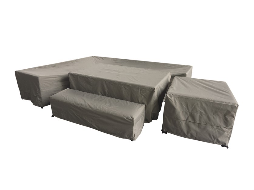St Lucia L-Shape Sofa, Rectangle Dual Height Table, Chair & Bench Set Cover - Long Right