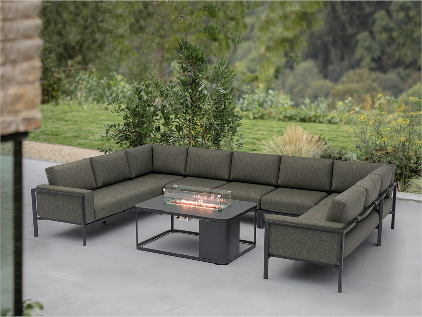 Brisbane U-Shape Sofa Set with Rectangle Firepit Table