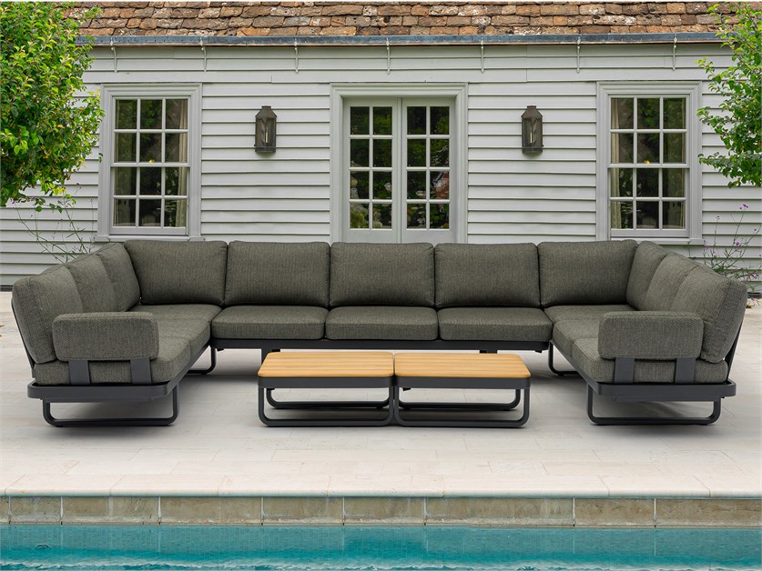 Montpellier U-Shape Sofa Set with Square Teak Coffee Tables