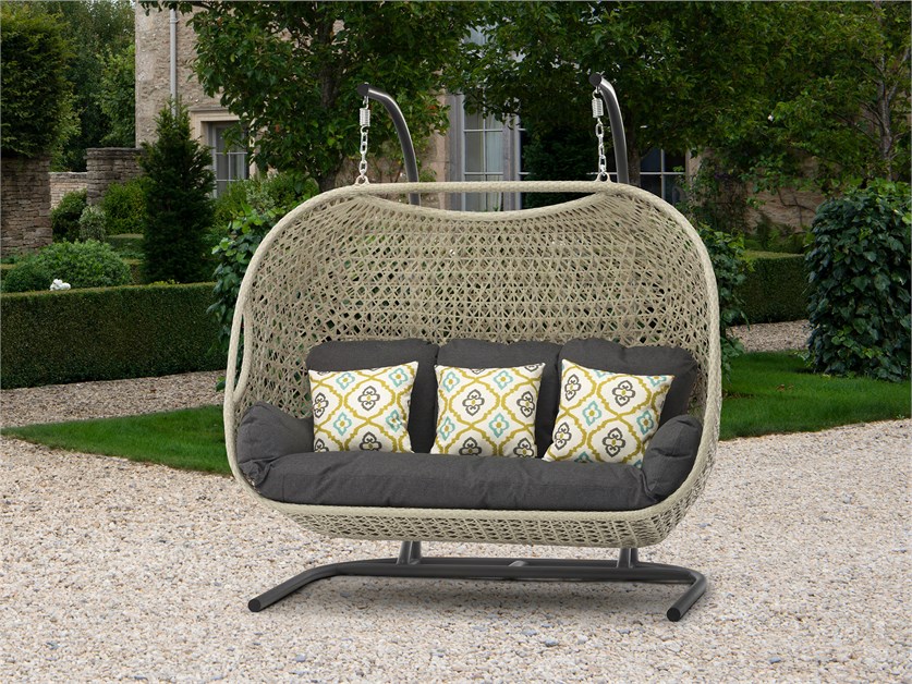 Chedworth Dove Grey Rattan Triple Hanging Cocoon