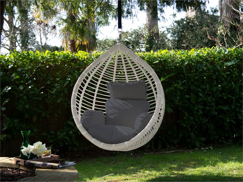 Kingscote Cloud Rattan Open Weave Single Tulip Hanging Cocoon Pod with Hanging Strap