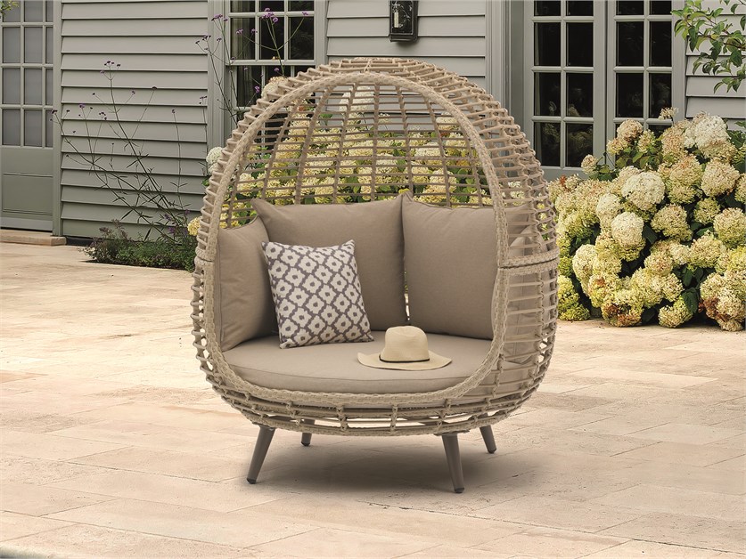 Chedworth Sandstone Rattan Open Weave Double Standing Cocoon