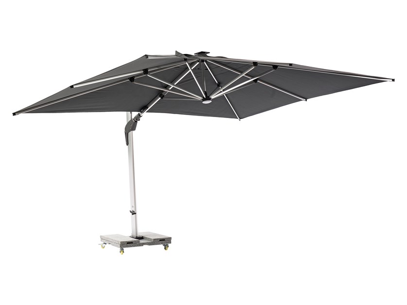 Worcester Grey 4.0m x 3.0m Rectangle Cantilever Parasol with LED Lights & Cover