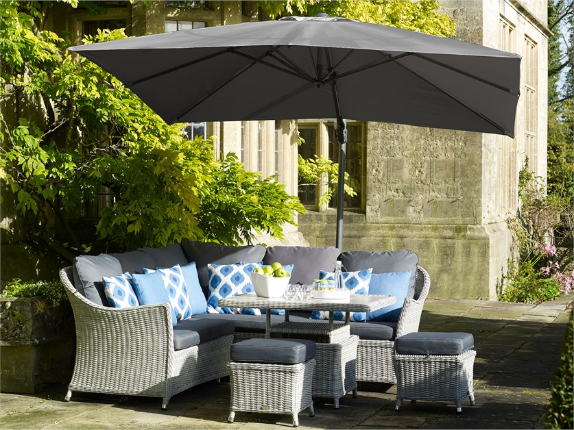 Lichfield Grey 2.7m x 2.7m Square Cantilever Parasol & Cover - Without Base