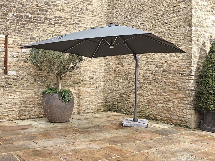 Truro 3.0 x 3.0m Grey Square Cantilever Parasol with LED Light & Cover - Without Base