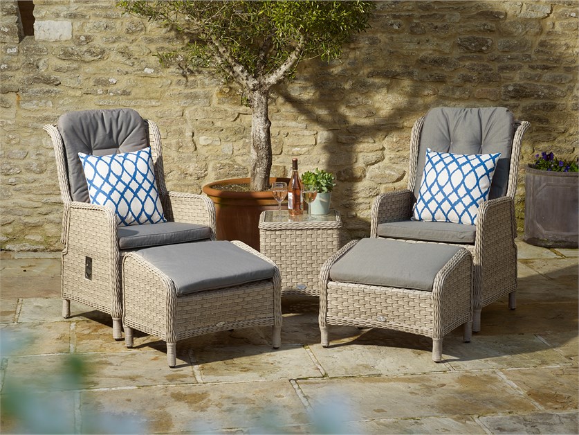 Blenheim Rattan Recliner Set with 2 Footstools & Side Table