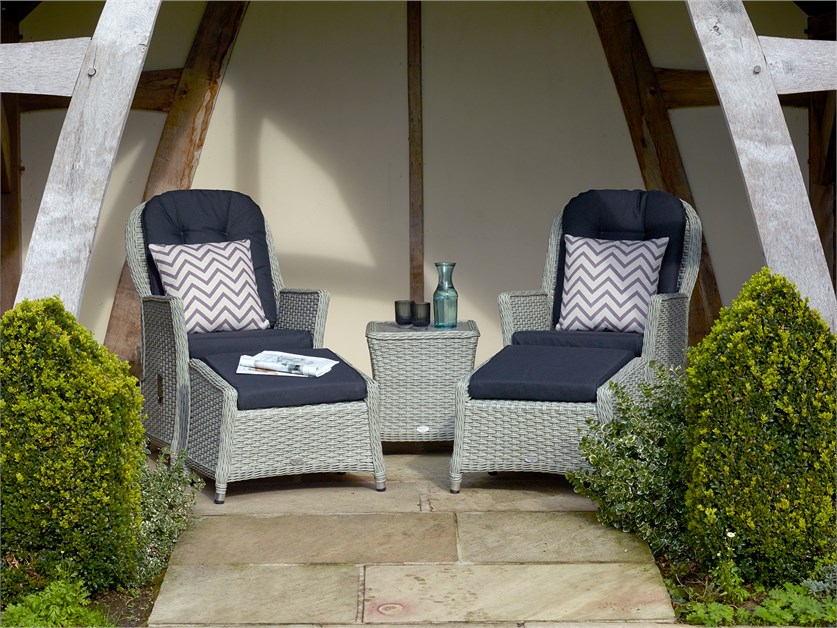 Chatsworth Rattan Recliner Set with 2 Footstools & Side Table
