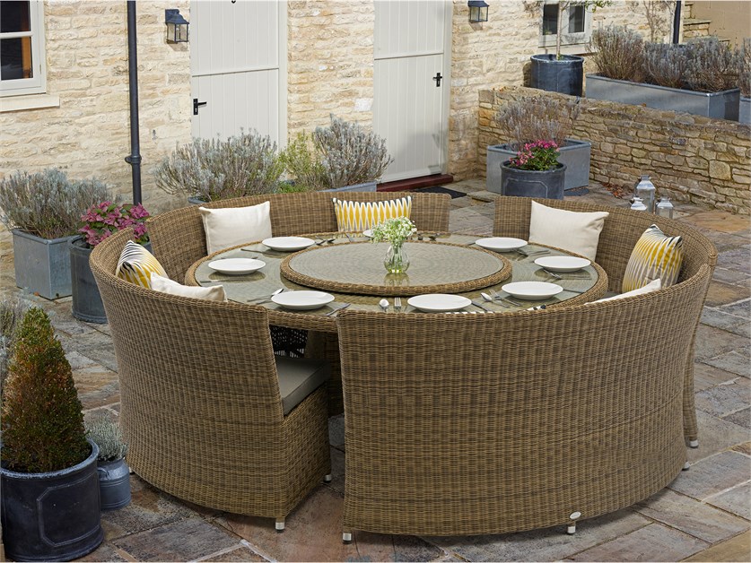 Sahara Round Table with Lazy Susan & 4 Benches