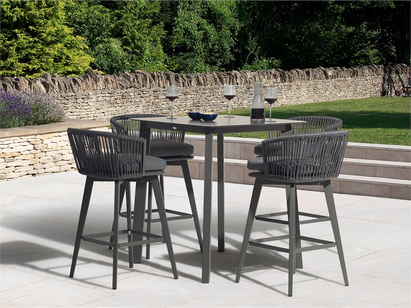 Palermo Anthracite Square Bar Table with 4 Bar Chairs