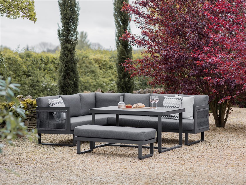 Hudson L-Shape Sofa Set with Rectangle Table & Bench