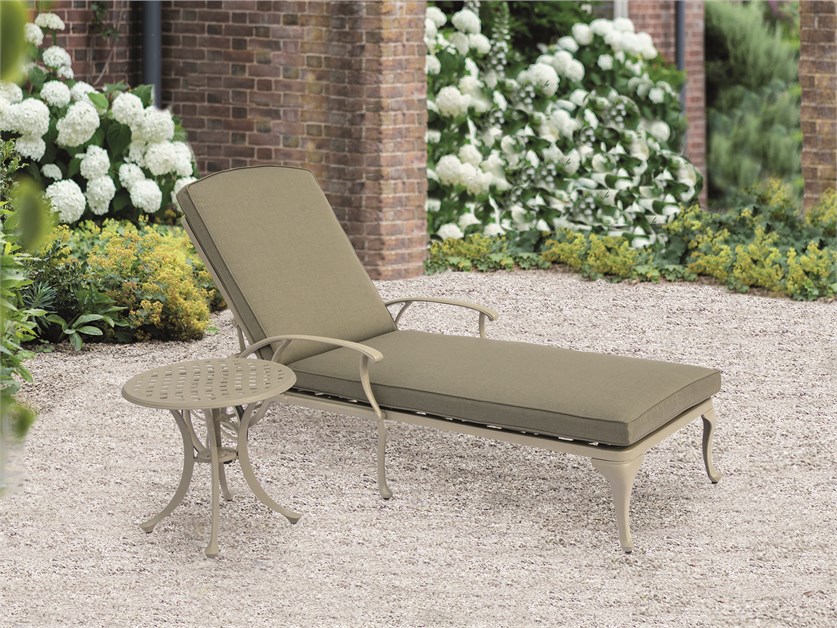 Rome Stone Cast Aluminium Lounger with Wheels & Side Table