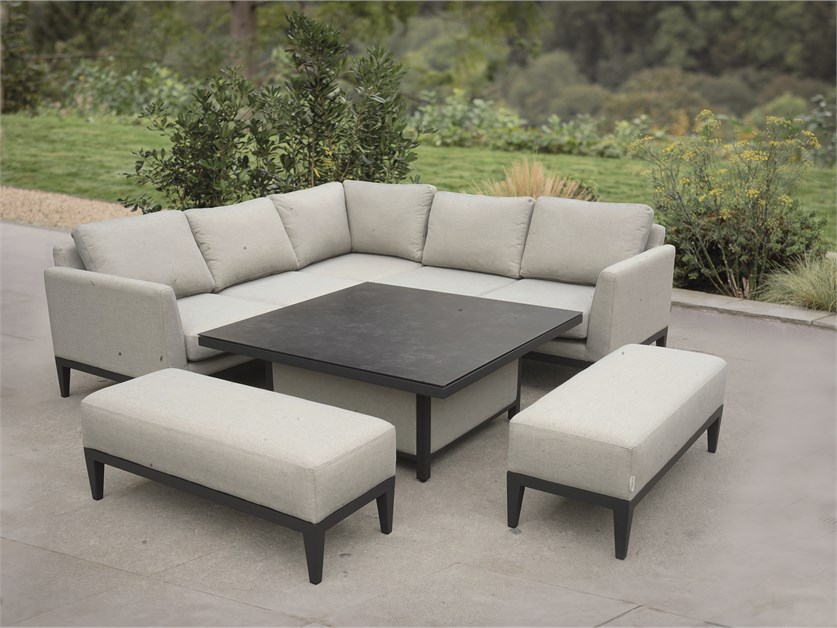 Verona Fawn Corner Sofa Set with Piston Adjustable Table & 2 Benches