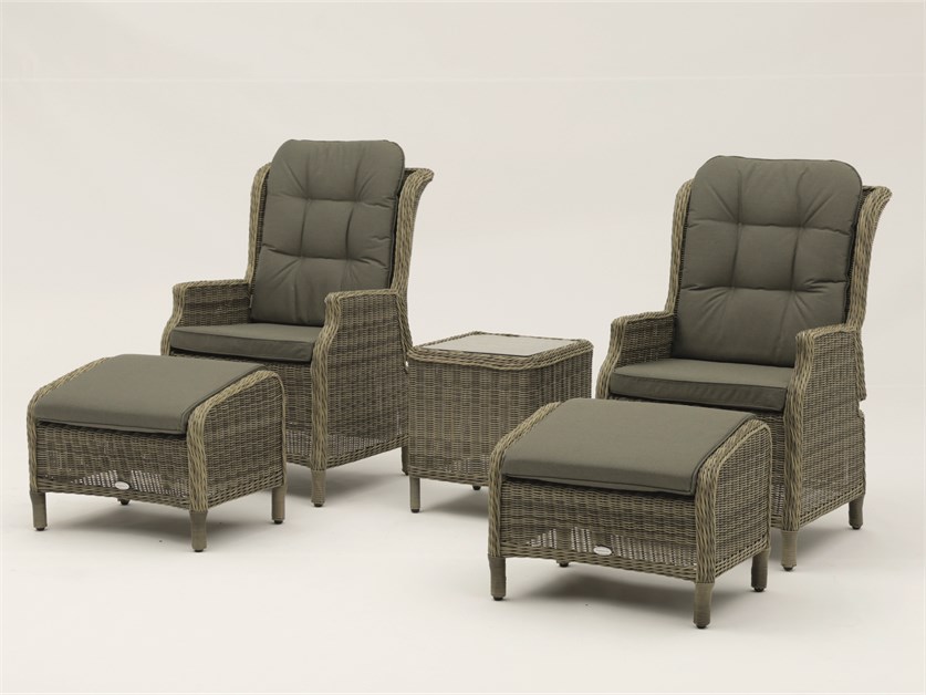 Sahara Rattan Recliner Set with 2 Footstools & Side Table