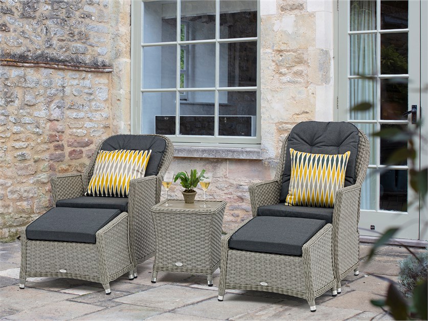 Wentworth Rattan Recliner Set with 2 Footstools & Side Table
