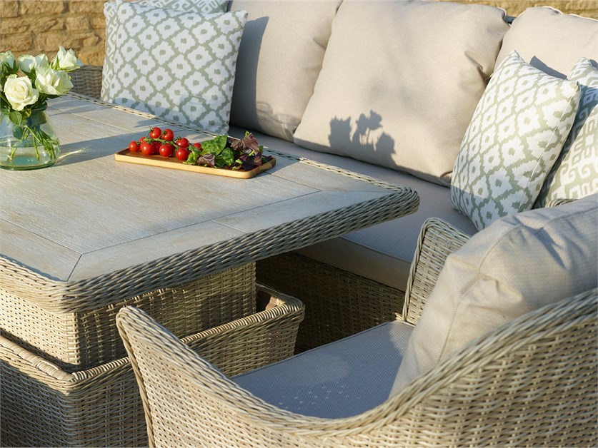 Monterey Sandstone Rattan 3 Seater Sofa with Dual Height Rectangle Table, 2 Armchairs & Bench Alternative Image