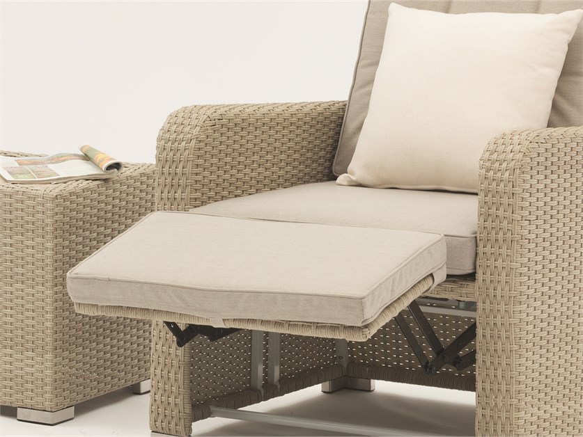Kingscote Nutmeg Rattan Recliner Set with Integrated Footstools & Side Table Alternative Image