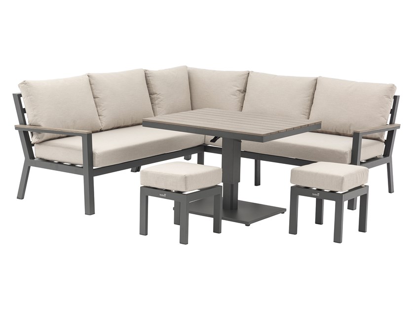 Zurich Corner Sofa with Mini Piston Adjustable Table & 2 Stools Alternative Image