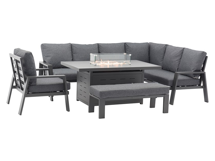 Amsterdam L-Shape Sofa with Rectangle Firepit Table, Bench & Chair Alternative Image