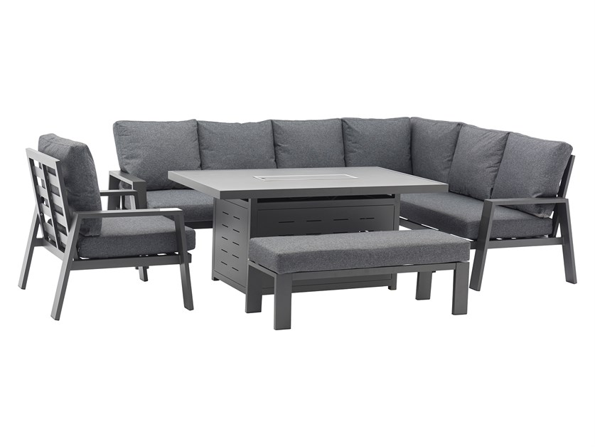 Amsterdam L-Shape Sofa with Rectangle Firepit Table, Bench & Chair Alternative Image