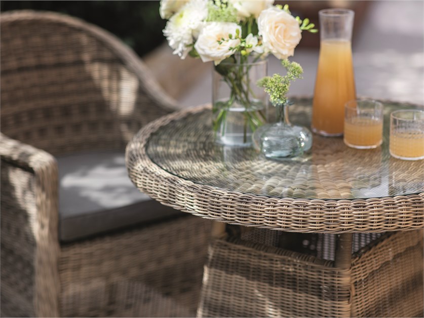 Sahara Rattan Bistro Table Set with 2 Armchairs Alternative Image