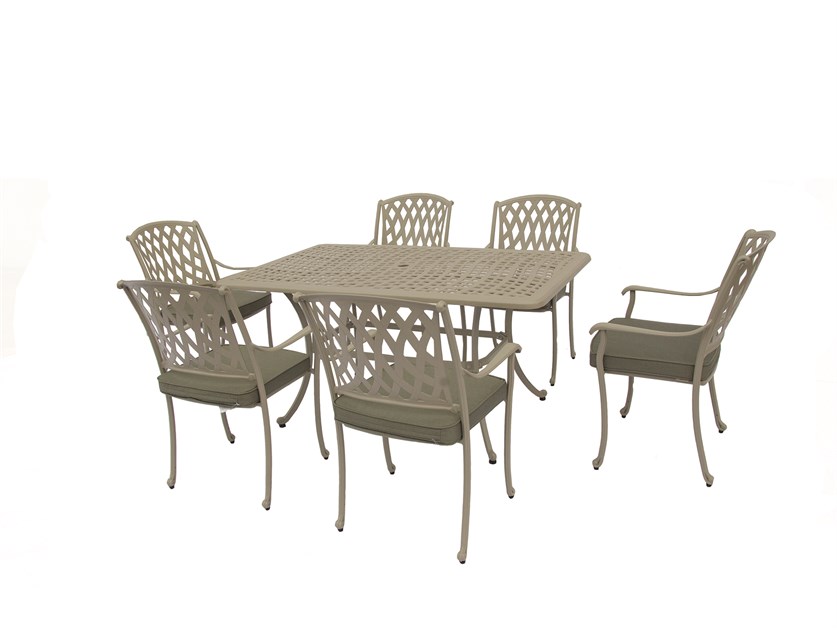 Rome Stone Cast Aluminium 6 Seat Rectangle Dining Set Alternative Image